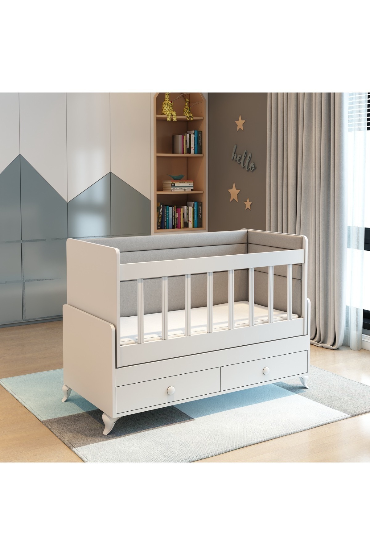 BANANA BABY Yatak Hediyeli Anneyanı Sallanır Sabitlenir Çekmeceli 60*120 Beşik fotoğrafı 3 (önizleme)