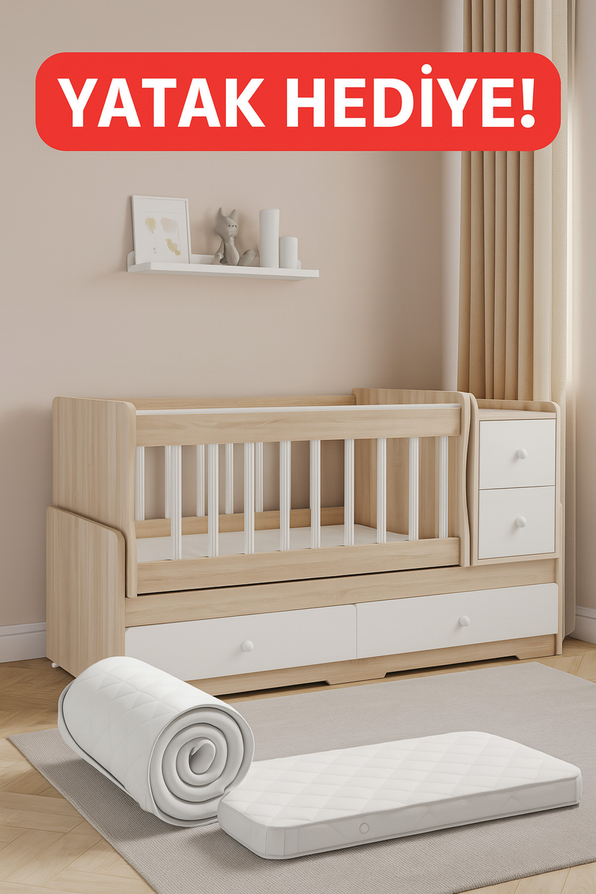 BANANA BABY Moon Anneyanı Sallanır Çekmeceli Büyüyen Beşik