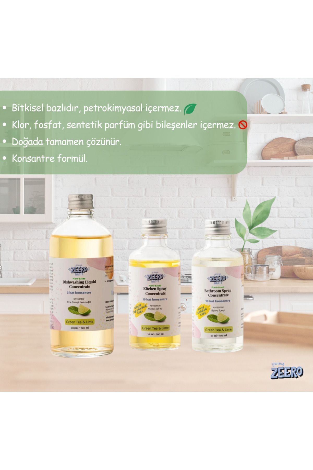 Going Zeero Süper Konsantreler 3'lü Tanışma Paketi - Lime & Okaliptüs Doğal Temizlik
