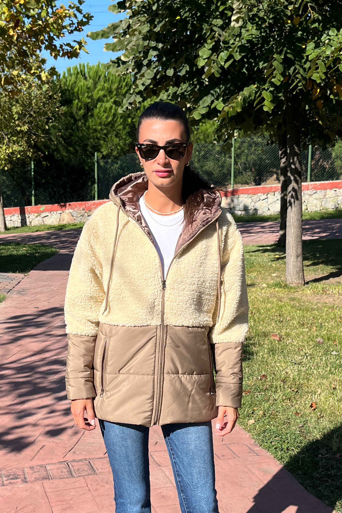 Love The Wind  Kapüşonlu Kapitone Garnili Uzun Peluşlu Mont