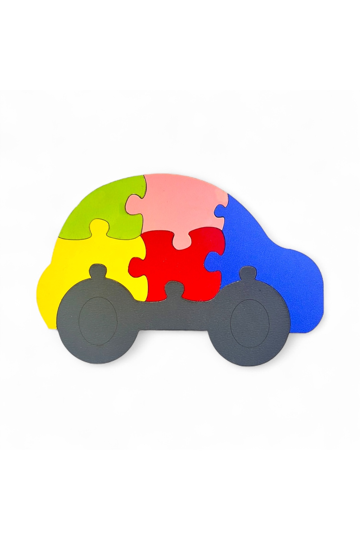 پازل ۶ تکه رنگارنگ ام‌دی‌اف به همراه ماشین اسباب‌بازی (بسته ۶ عددی)