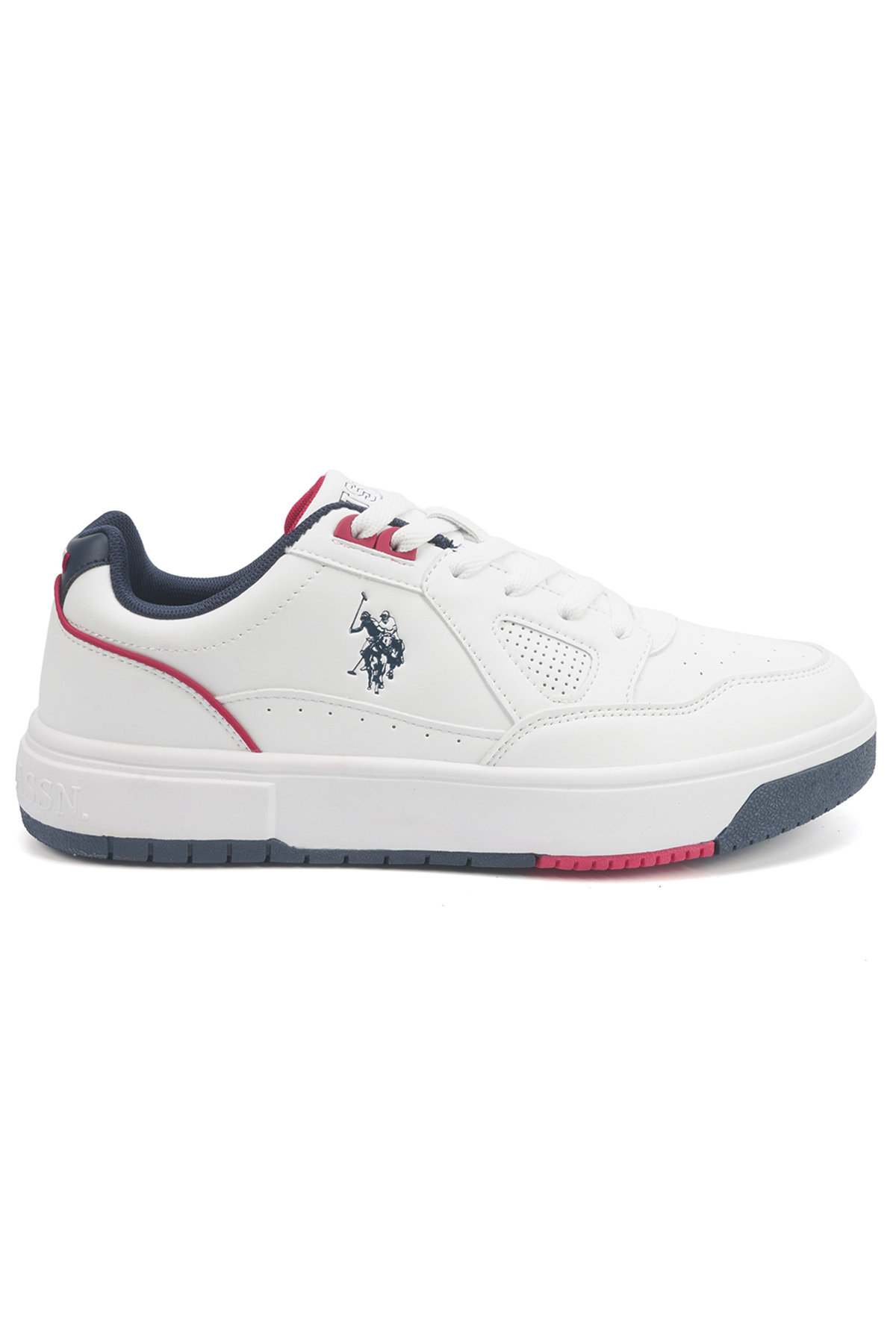 U.S. Polo Assn. Men's White Sneakers - Lightweight Modern Design with Red and Navy Accent