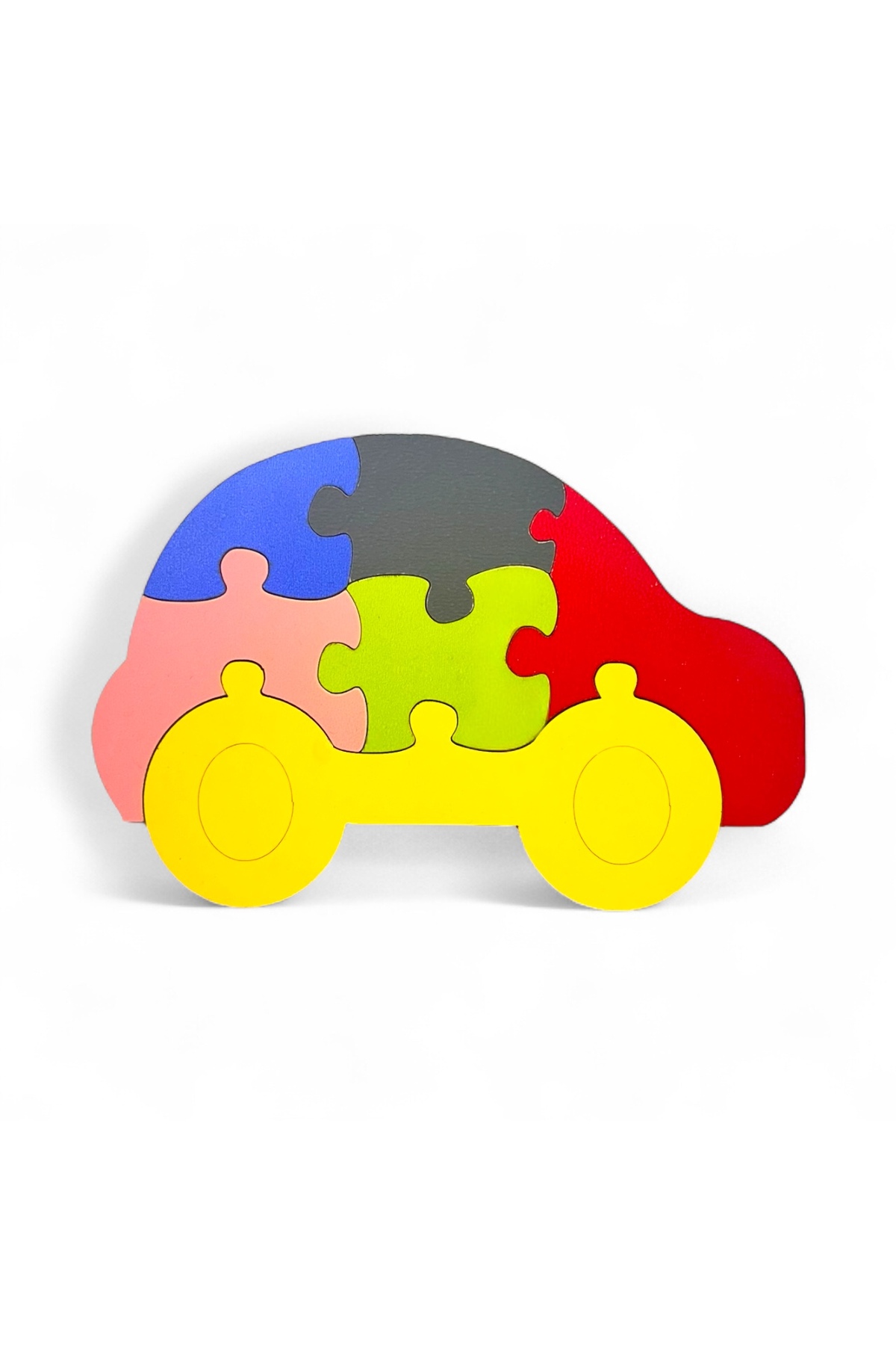 پازل ۶ تکه رنگارنگ ام‌دی‌اف به همراه ماشین اسباب‌بازی (بسته ۶ عددی)