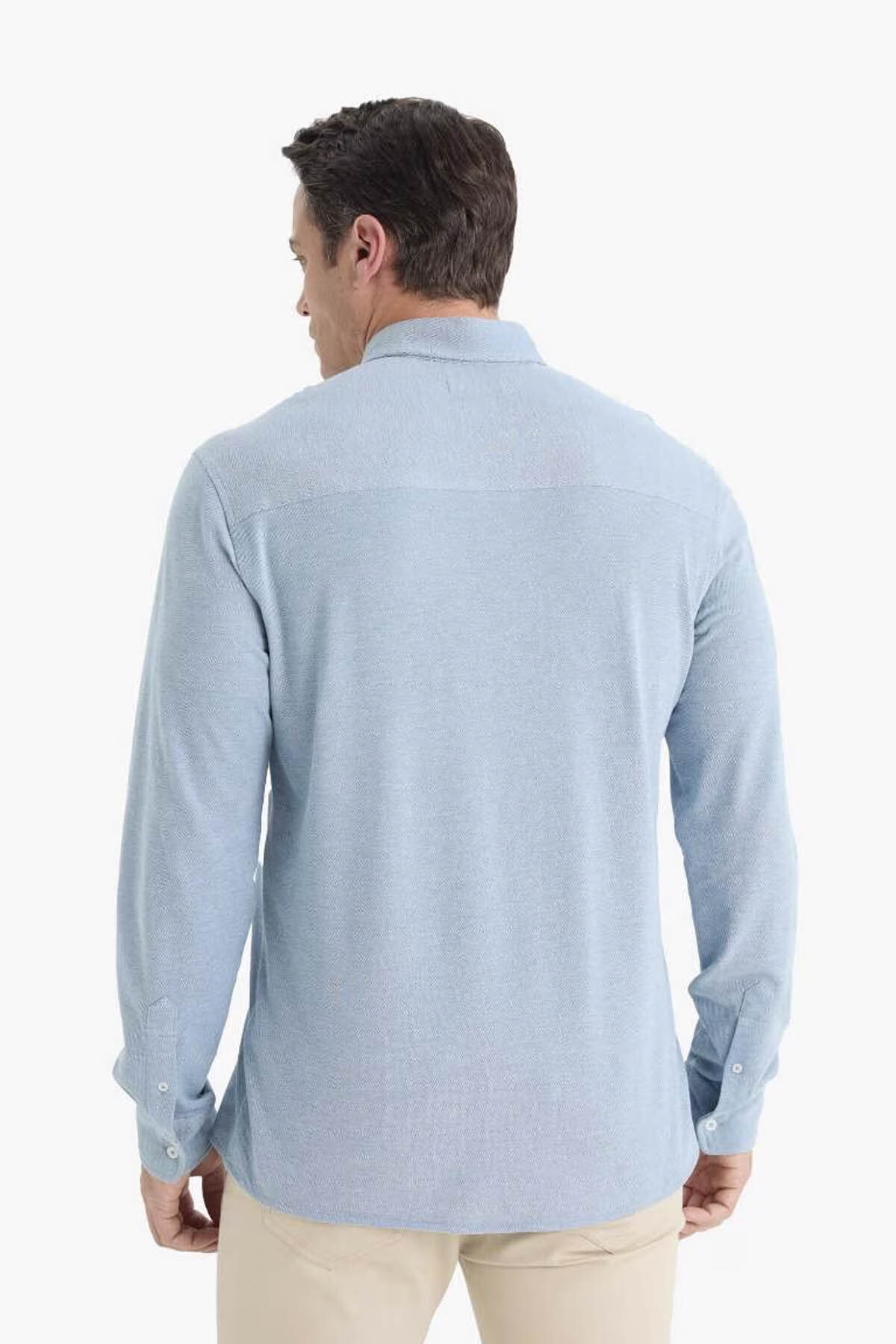 DeFacto Regular Fit Polo Yaka Uzun Kollu Gömlek E8067AX25AU görsel 6
