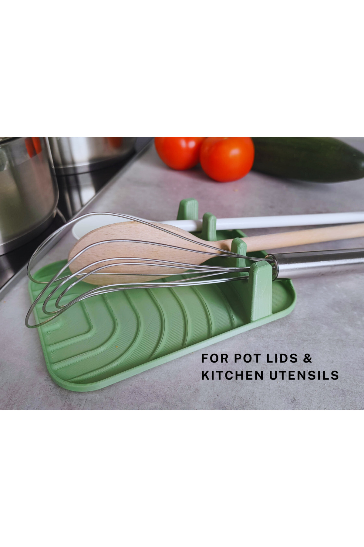 Mutfak Kaşık Tencere Yanı ve Kapak Tutucu – 3D Baskı Organizer (17×13 cm)