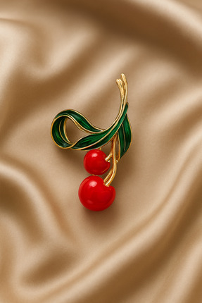 ŞEHRAZAT HANDMADE TASARIM BÜYÜK BOY KİRAZ FİGÜRLÜ METAL MANDAL SAÇ TOKASI