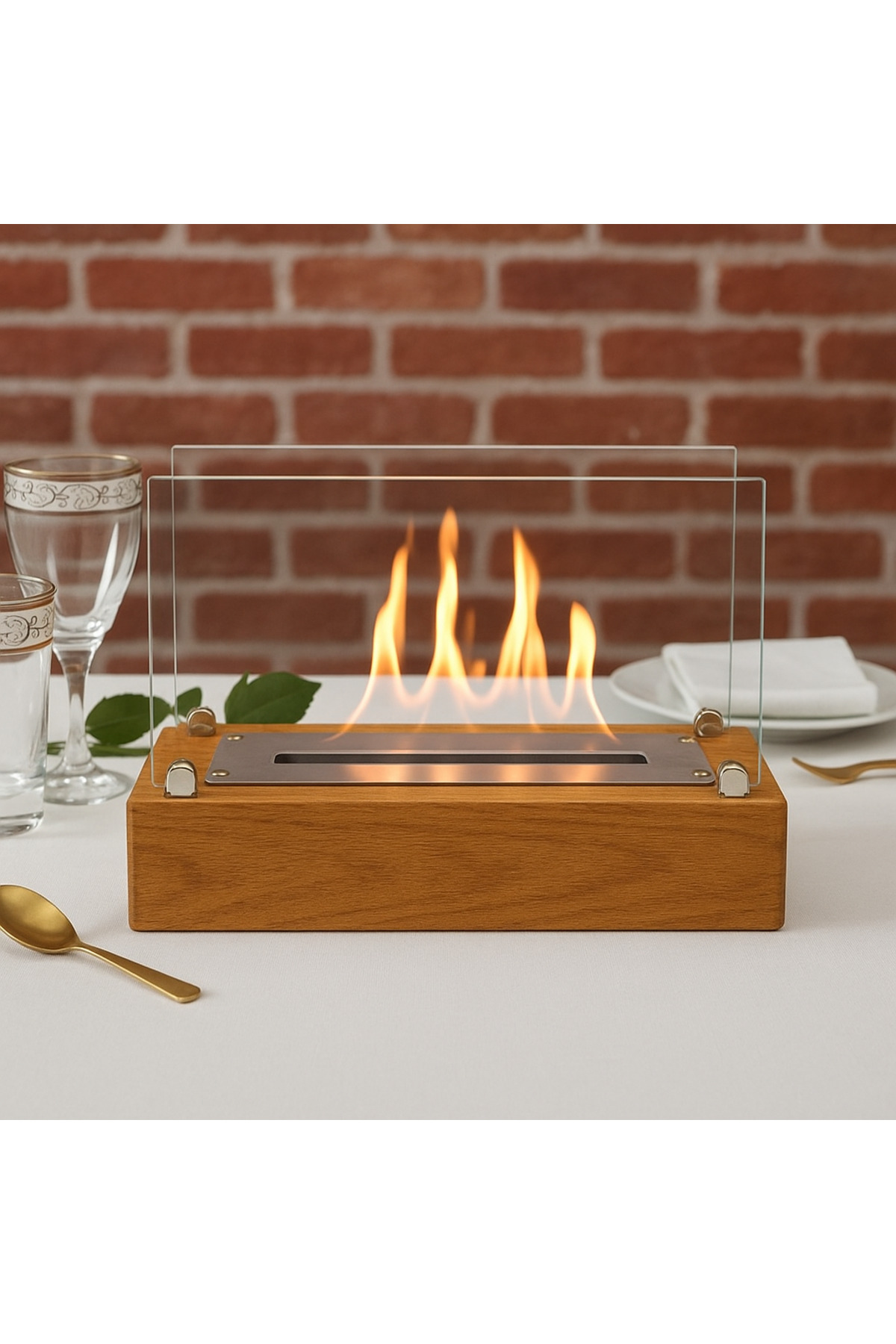 Trihome Doğal Ahşap Meşe Bioethanol Şömine – Şık ve Modern Isıtıcı