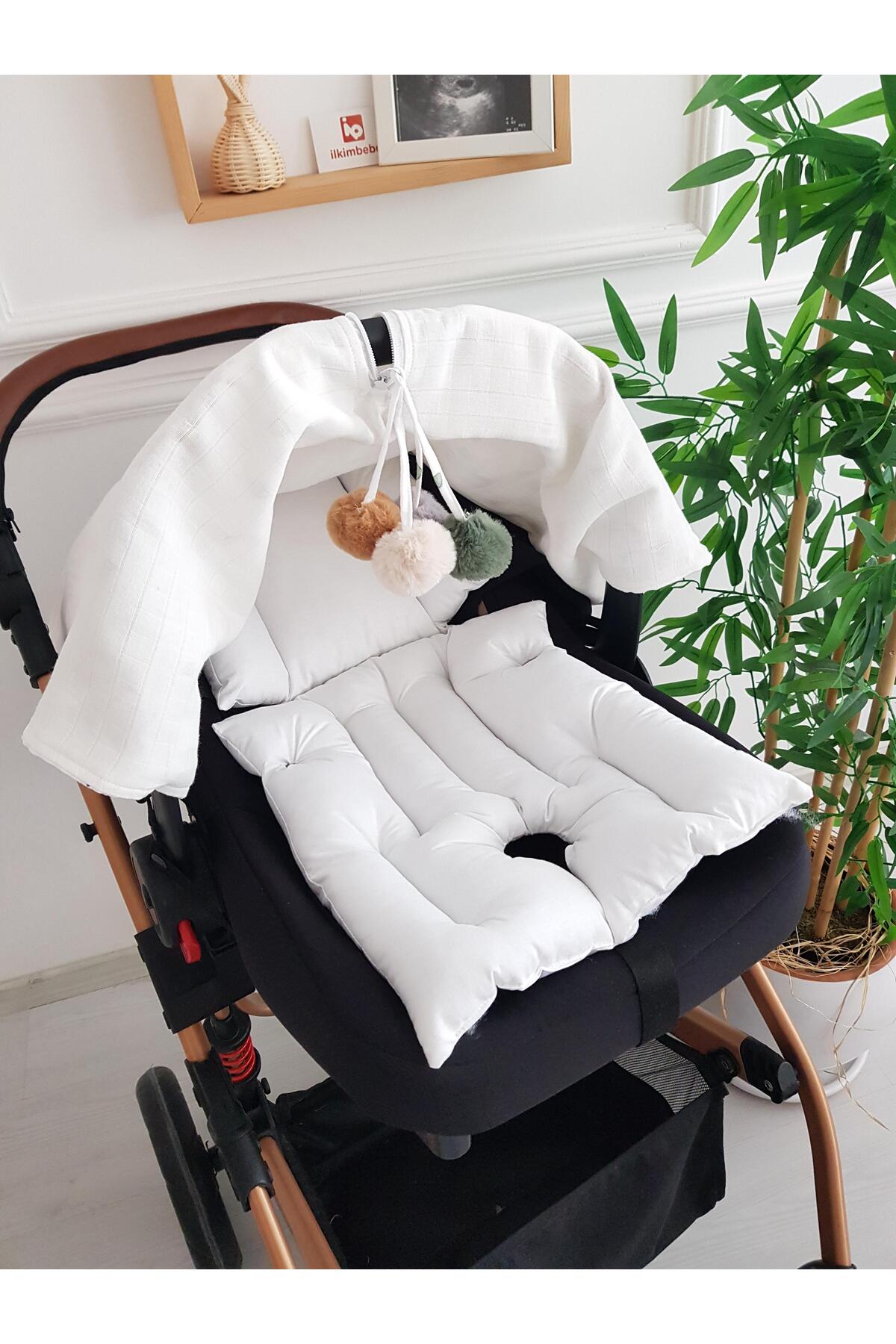 ib ilkimbebe Safari Hayvanlar Büyük Ponponlu Çift Taraflı Fermuarlı Bebek Puset Örtüsü ve Puset Minderi fotoğrafı 2 (önizleme)