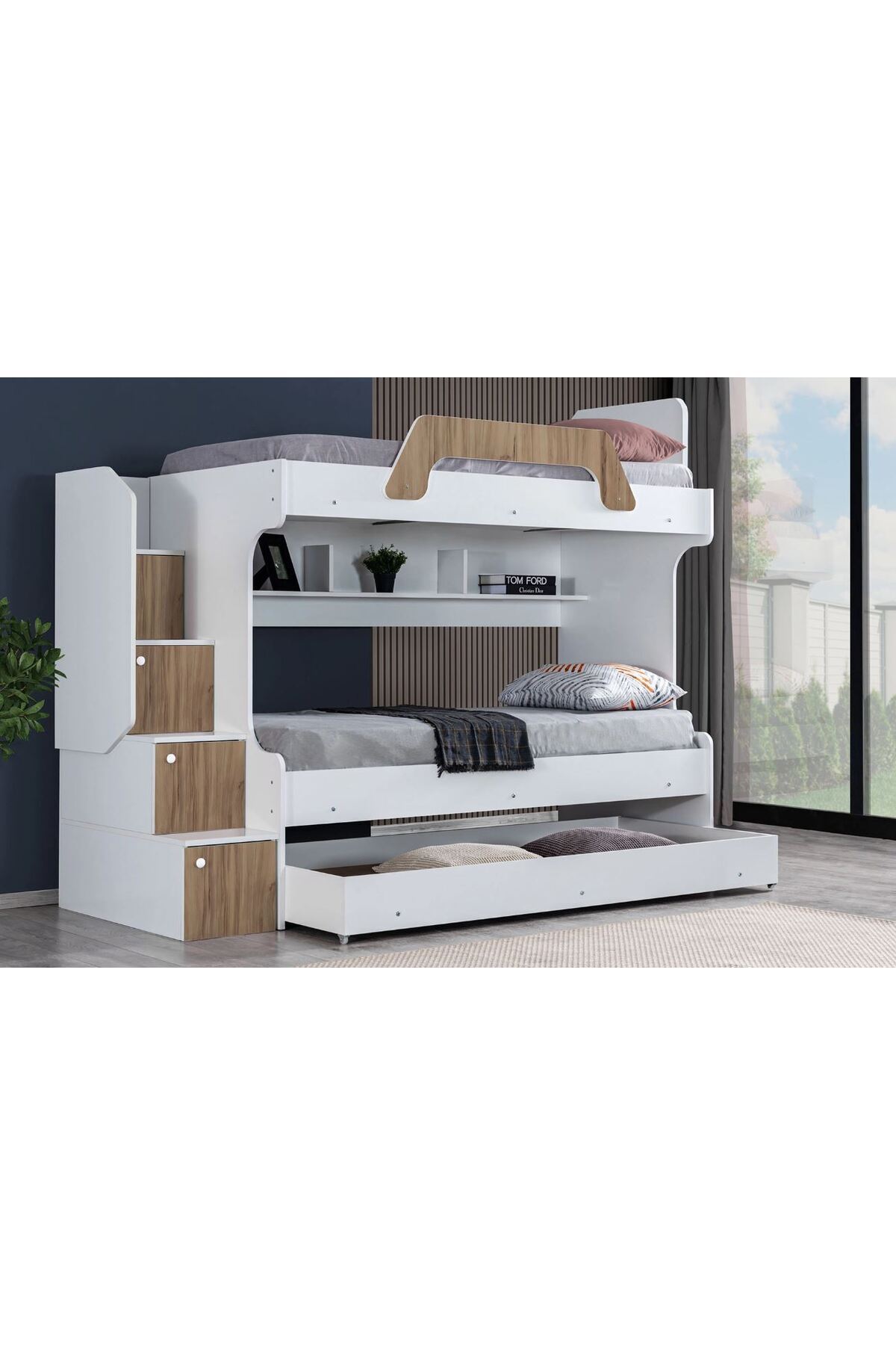 Vivense İNCİ YAVRULU RANZA, CEVİZ, 90X190