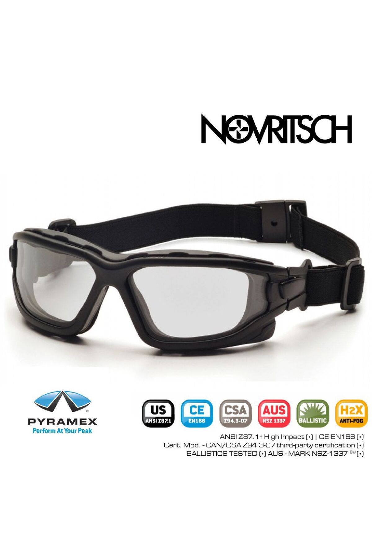 PYRAMEX I-FORCE Siyah Bant/Saplı - Renksiz Dual H2X Anti-Fog