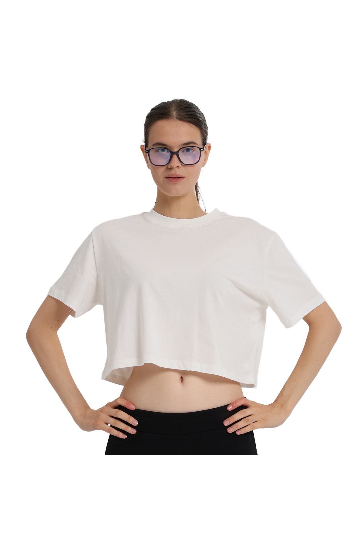 Sedona Cropped Kadın Beyaz Günlük Stil T-Shirt 25KK1034-KBYZ