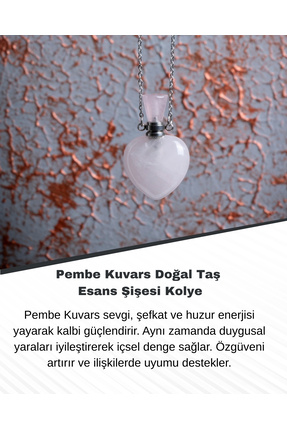 Saff Doğal Taş Pembe Kuvars Doğal Taş Esans Şişesi Kolye