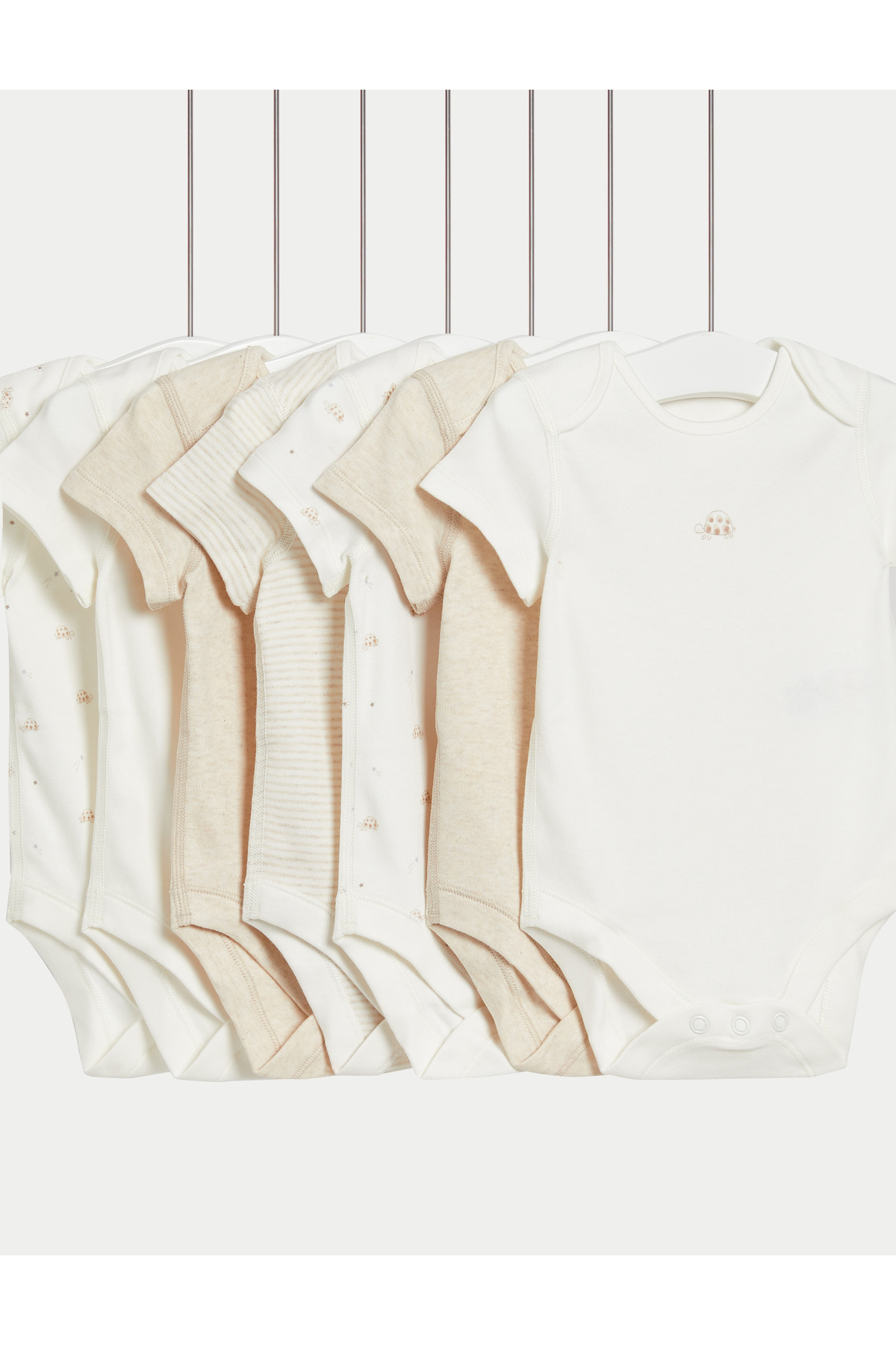 Marks & Spencer 7'li Saf Pamuklu Desenli Kısa Kollu Body Seti