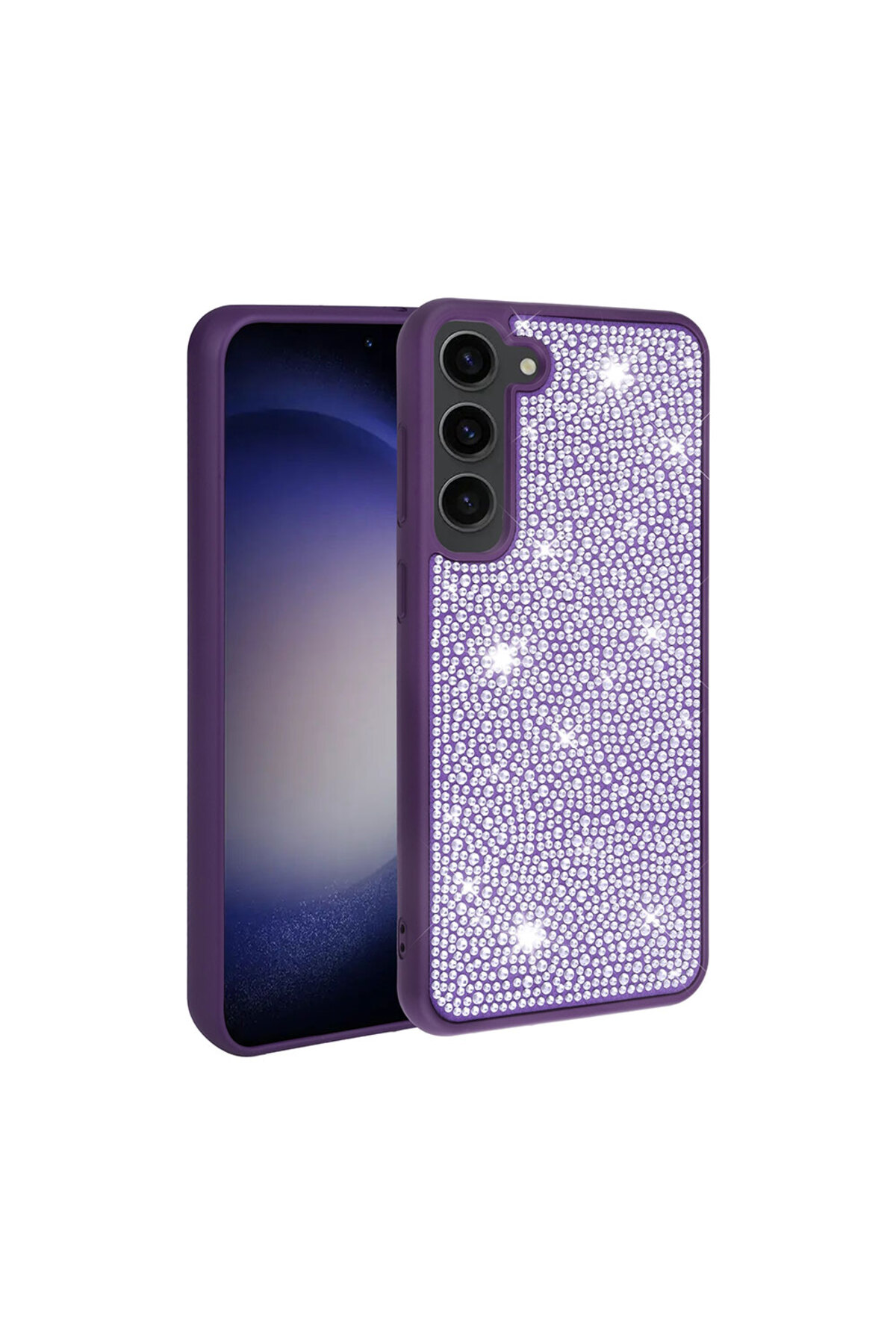 Galaxy S23 Plus Uyumlu Parlak Taşlı Tasarım TYGO Ston Kılıf-Derin Mor