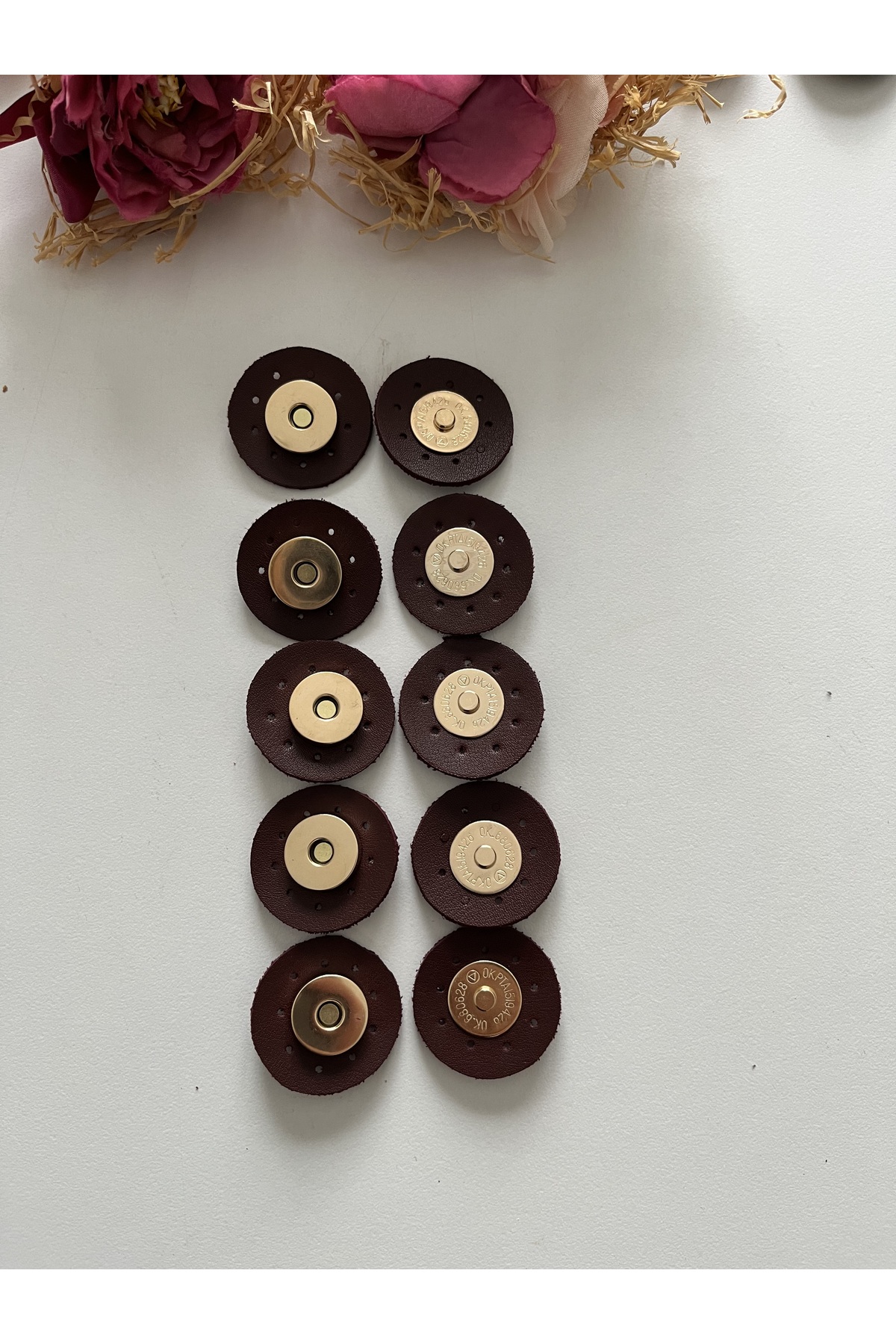 Quintuple Leather Magnet for Knitted Bags - Quintuple Snap Fastener