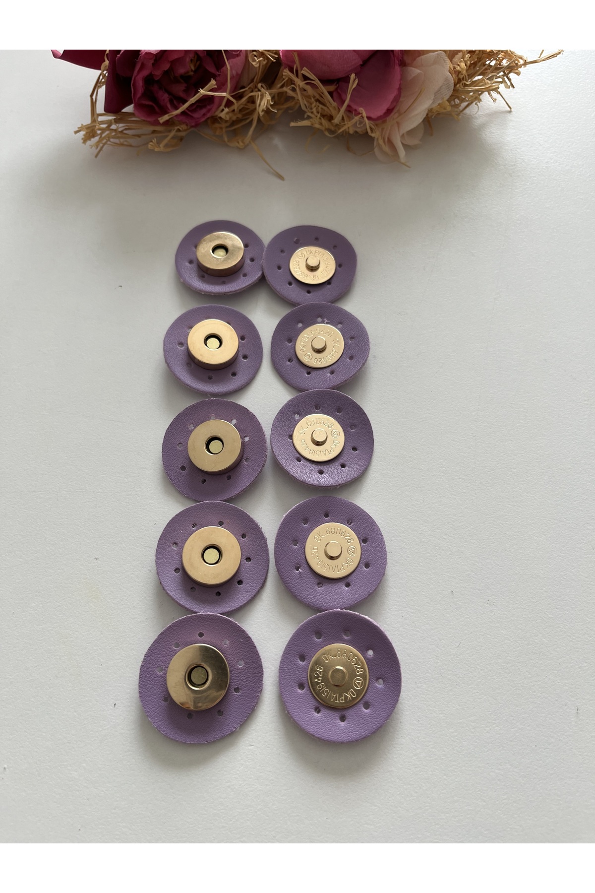 Quintuple Leather Magnet for Knitted Bags - Quintuple Snap Fastener