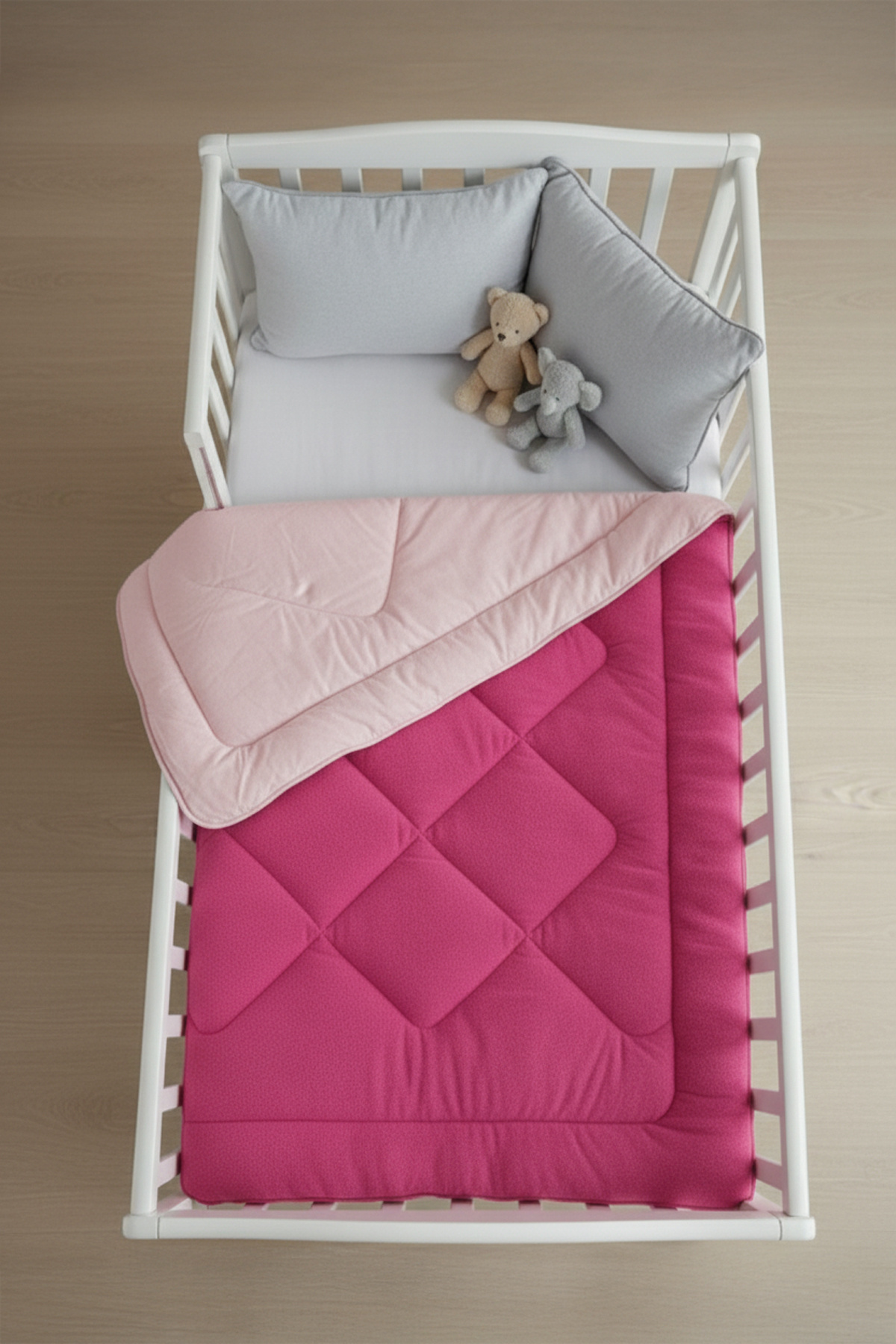 TeksNil Home Pamuklu Welsoft Bebek Yorganı 95x145 cm Fuşya Yumuşak Çift Taraflı Bebek Yorgan fotoğrafı 2 (önizleme)