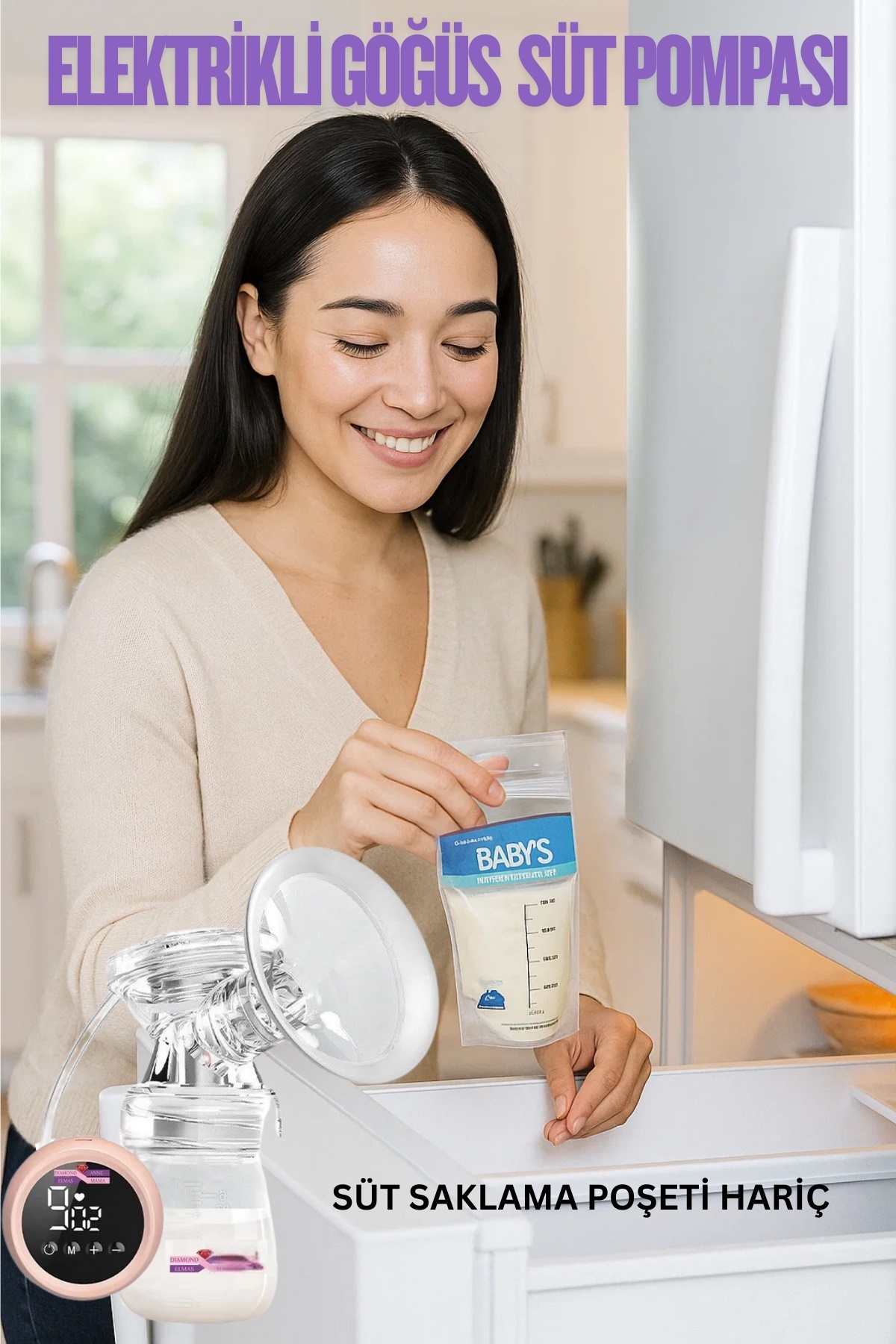 Satış Diyarı Elektrikli Göğüs Pompası – LCD Ekranlı, 9 Seviye Masaj Modlu Süt Pompası