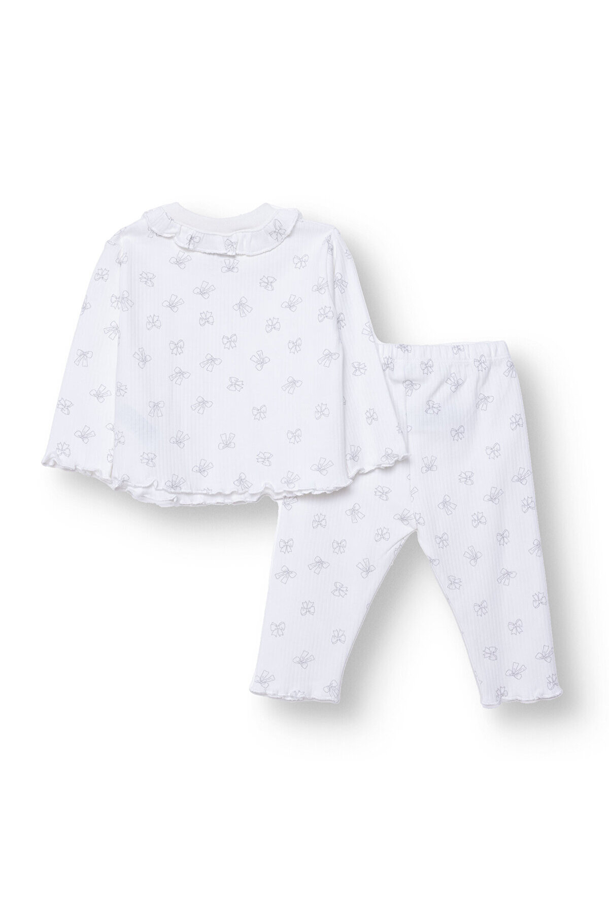 ebebek Hello Baby HelloBaby Kız Bebek Uzun Kol Pijama Takımı İnterlok Bisiklet Yaka Uzun Kol Reçme Paça fotoğrafı 2 (önizleme)