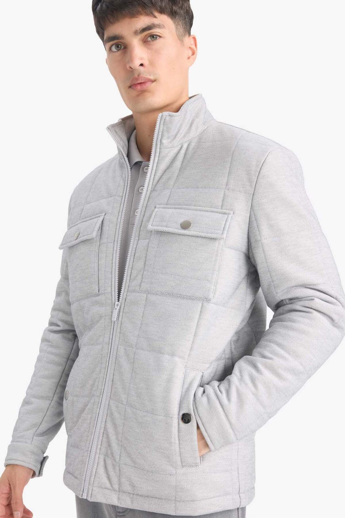 دفاکتو Slim Fit Slim Cut Stand یقه زیپ دار کاپشن جیبی زمستانی E7888AX25AU