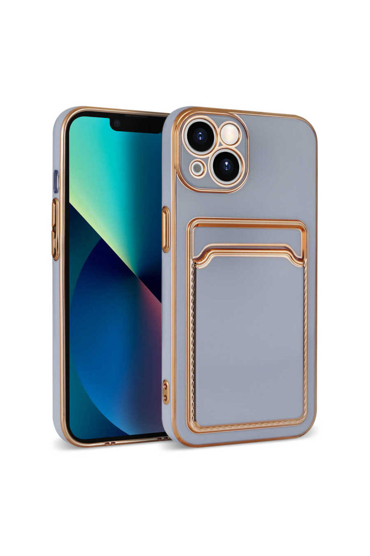 iPhone 13 Uyumlu LCKC Bark Kartlıklı Kılıf-Lila
