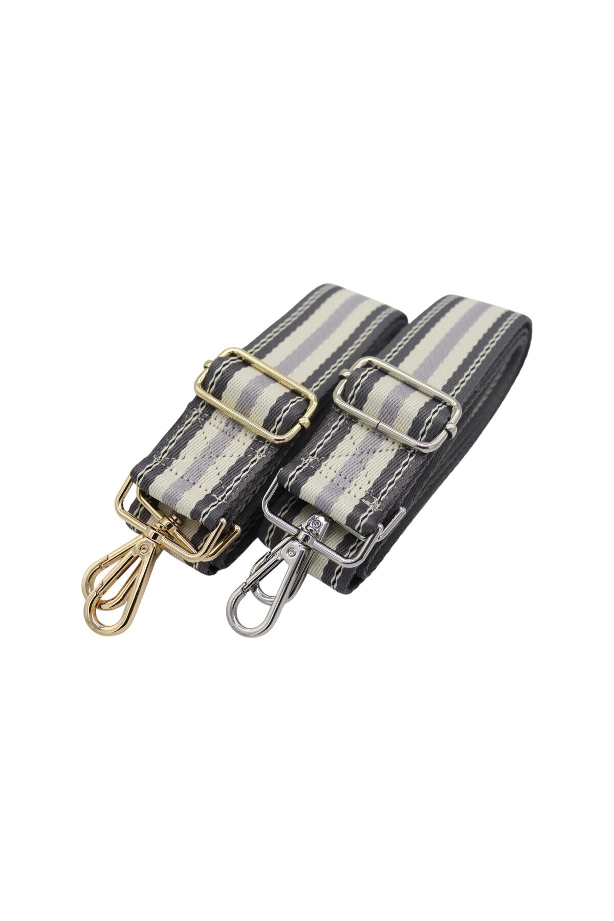 Anatolia Gri-beyaz çizgili ayarlanabilir polyester çanta omuz askısı 4 cm x 120 cm
