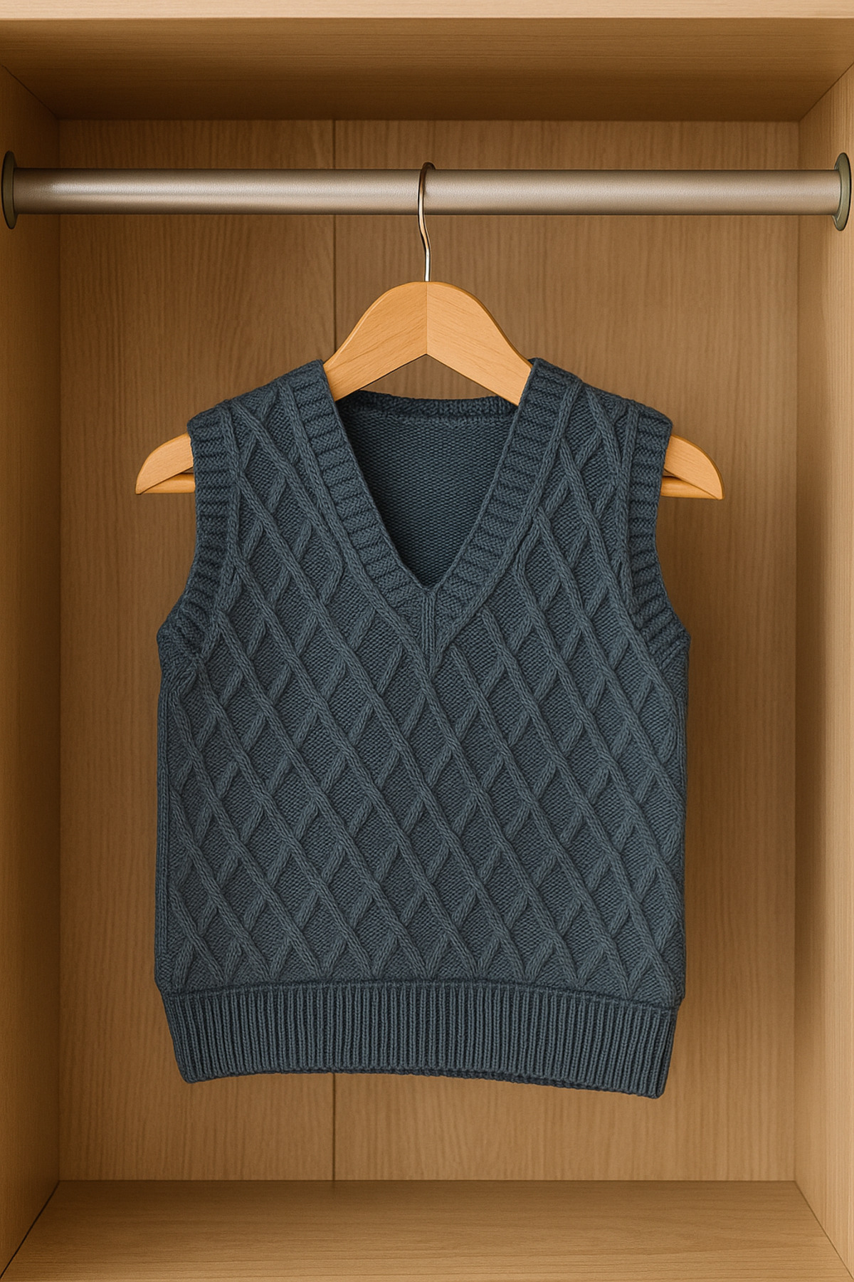 Nimini Kids Okul Öncesi Kreş Anasınıfı V Yaka Baklava Desenli Triko Erkek Bebek Çocuk Süveter (0-5 yaş) fotoğrafı 2 (önizleme)