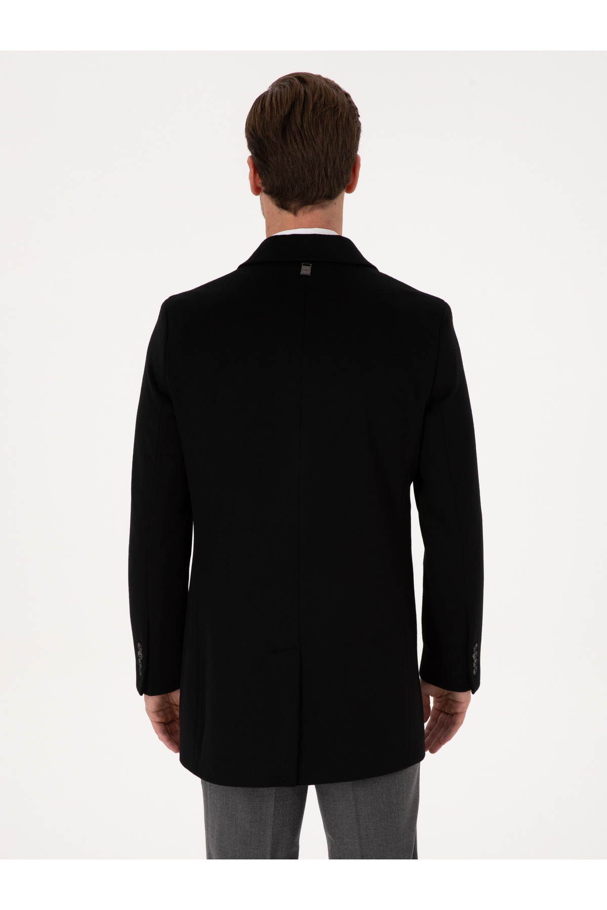 Cacharel Siyah Ex Slim Fit Yün Karışımlı Palto 50314593-VR046 görsel 5
