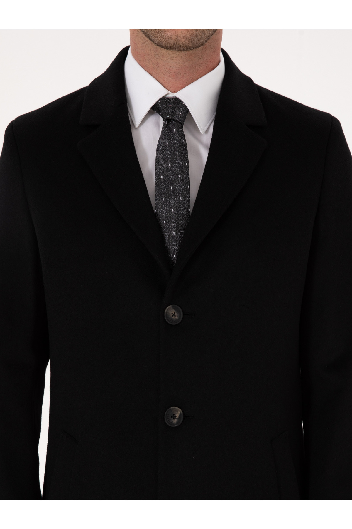 Cacharel Siyah Ex Slim Fit Yün Karışımlı Palto 50314593-VR046 görsel 7