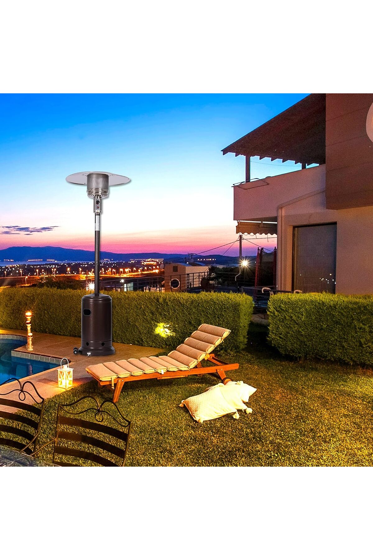 دفاية خارجية غاز للحديقة والمطاعم مظلة ستانلس ستيل 225سم بقوة 13KW مع اشتعال إلكتروني ,DLC-38030