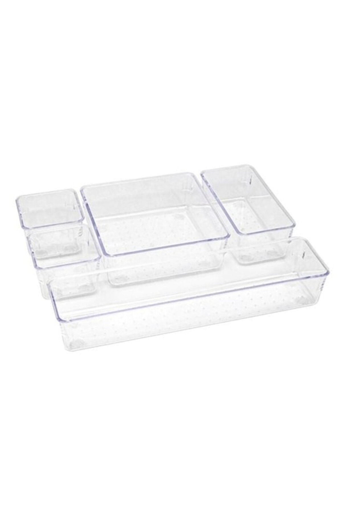ANTBRO Organizator Multifuncțional Pentru Sertar, Plastic Transparent Cu 5 Compartimente - One Size