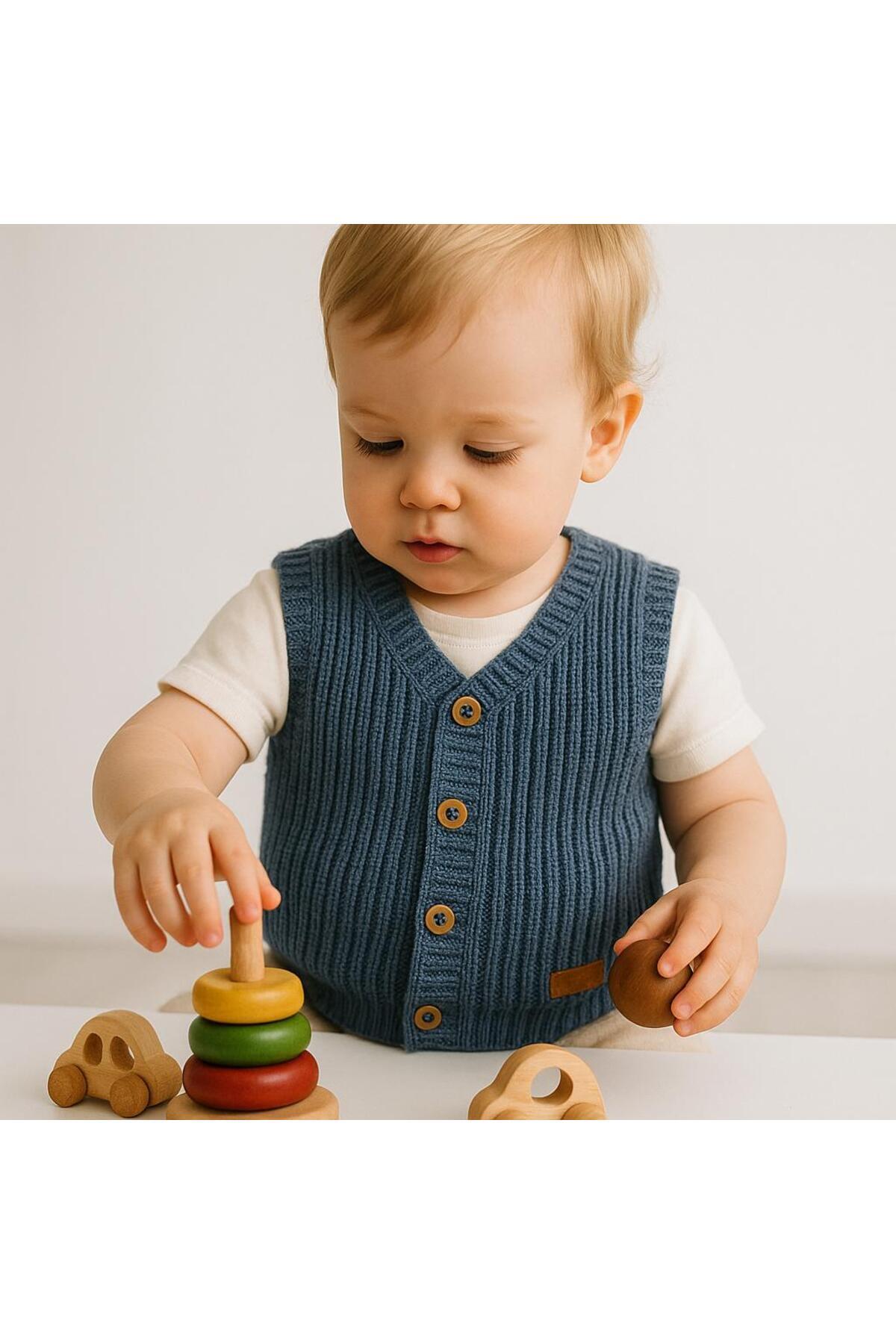 meriç bebe - bütün çocuklar melektir. mrc Erkek Çocuk Selanik Örgü Yelek – Esnek ve Şık – 0-5 Yaş fotoğrafı 3 (önizleme)
