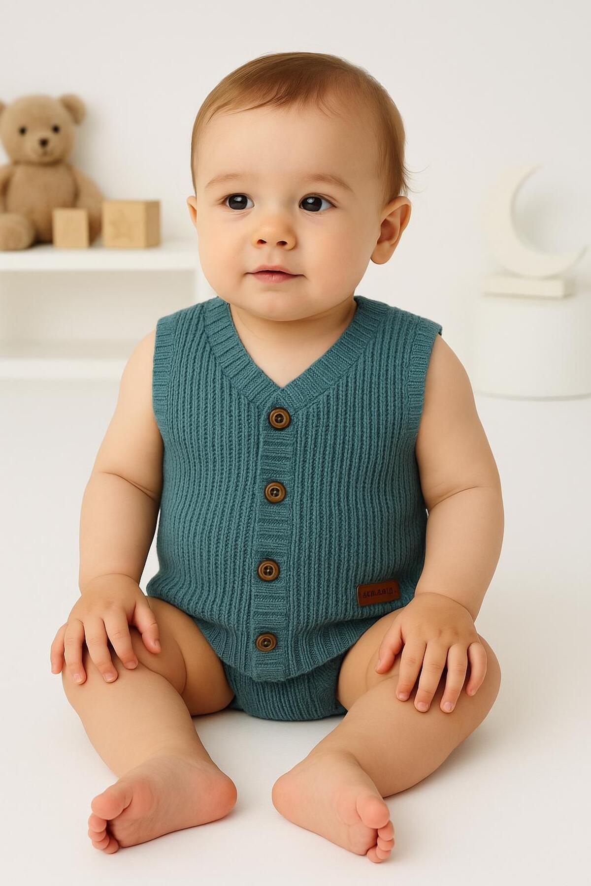 meriç bebe - bütün çocuklar melektir. mrc Erkek Çocuk Selanik Örgü Yelek – Esnek ve Şık – 0-5 Yaş fotoğrafı 3 (önizleme)