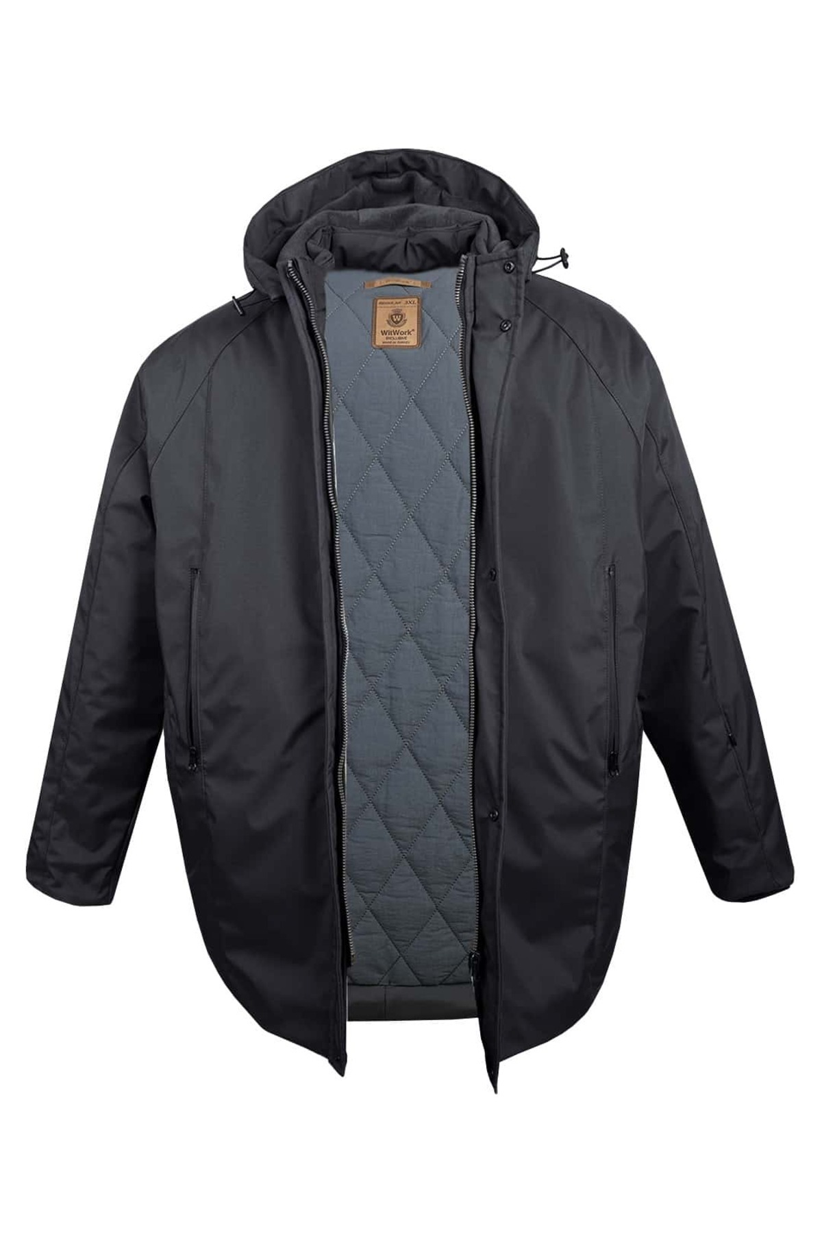 tambattal Büyük Beden Kapüşonlu Softshell Mont (Geniş Rahat Kalıp) görsel 5