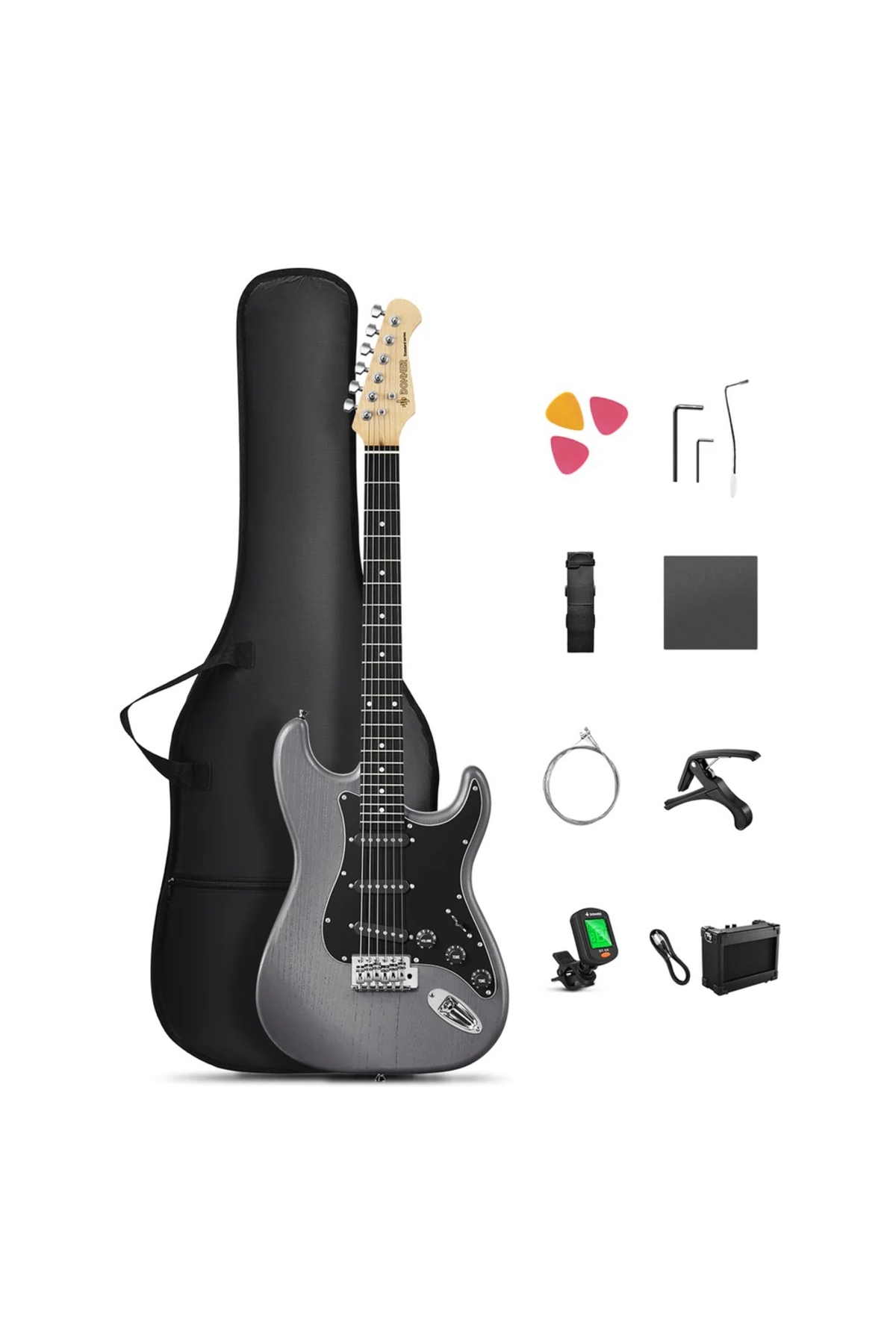 Donner DST-80 ST Elektro Gitar Seti (Matton Black) - Fiyatı, Yorumları