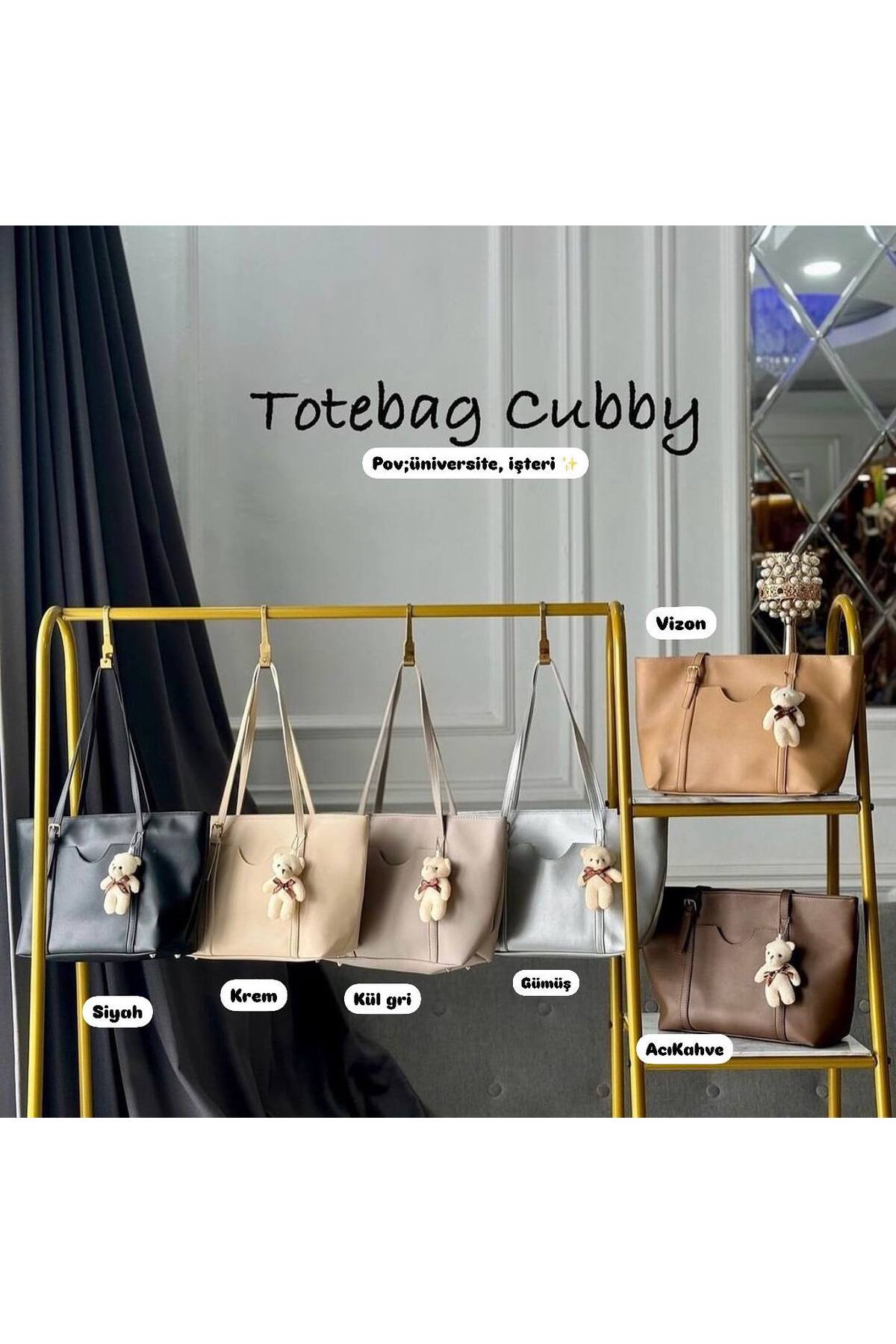 Kahverengi CUBBY Ayıcık Hediyeli Kadın Kol Çantası görünüm 3