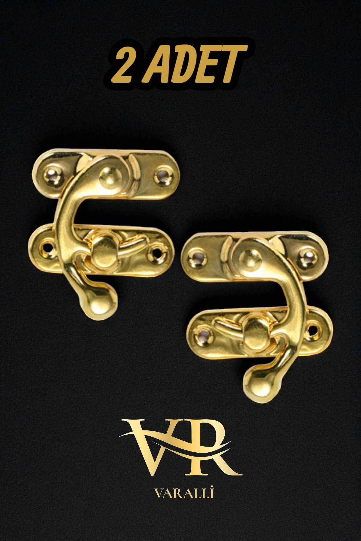 Varalli 2 Adet Gold Yay Gözü, Zamak, 25x20 mm - Özel, Hobi, Sandık, Tavla, Hediye, Kutu Kapak Kilidi