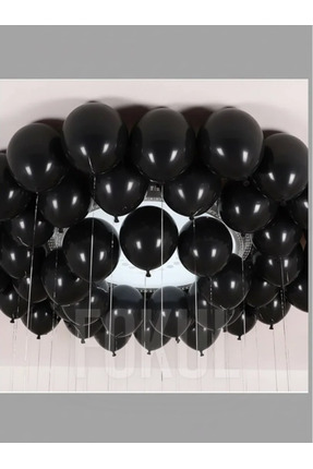 FOKUL 25 Adet Siyah Balon - Balon İpi - 100'lü Balon Bandı Yapıştırıcı - Doğu...