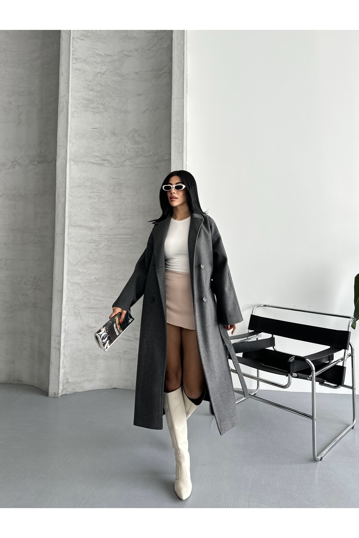 Fashionbox kadın premıum kalite oversize astarlı kaban 25105 görsel 5