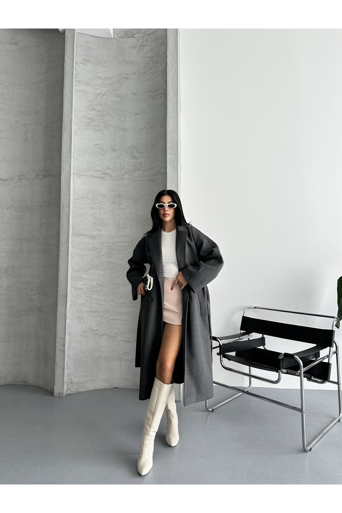 Fashionbox kadın premıum kalite oversize astarlı kaban 25105 görsel 7