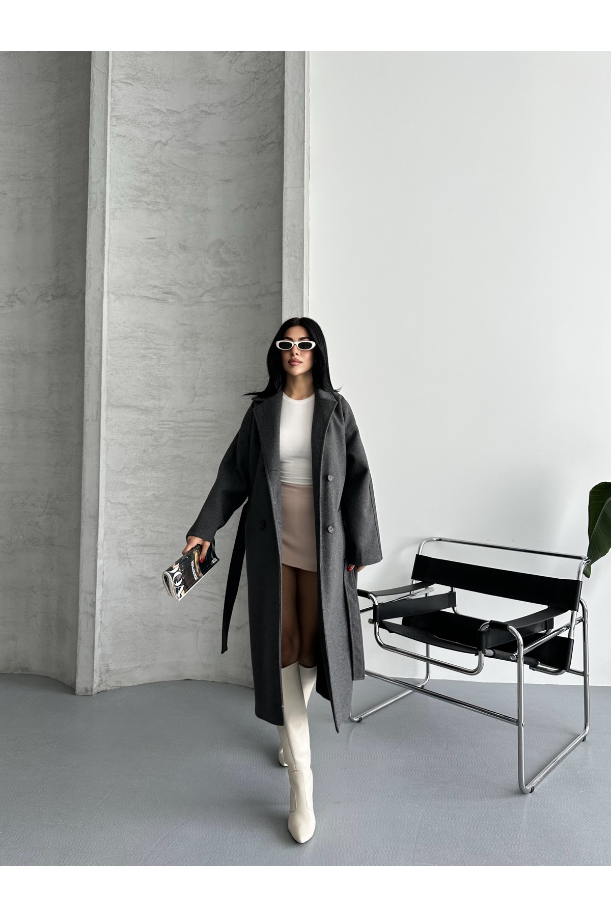 Fashionbox kadın premıum kalite oversize astarlı kaban 25105 görsel 6