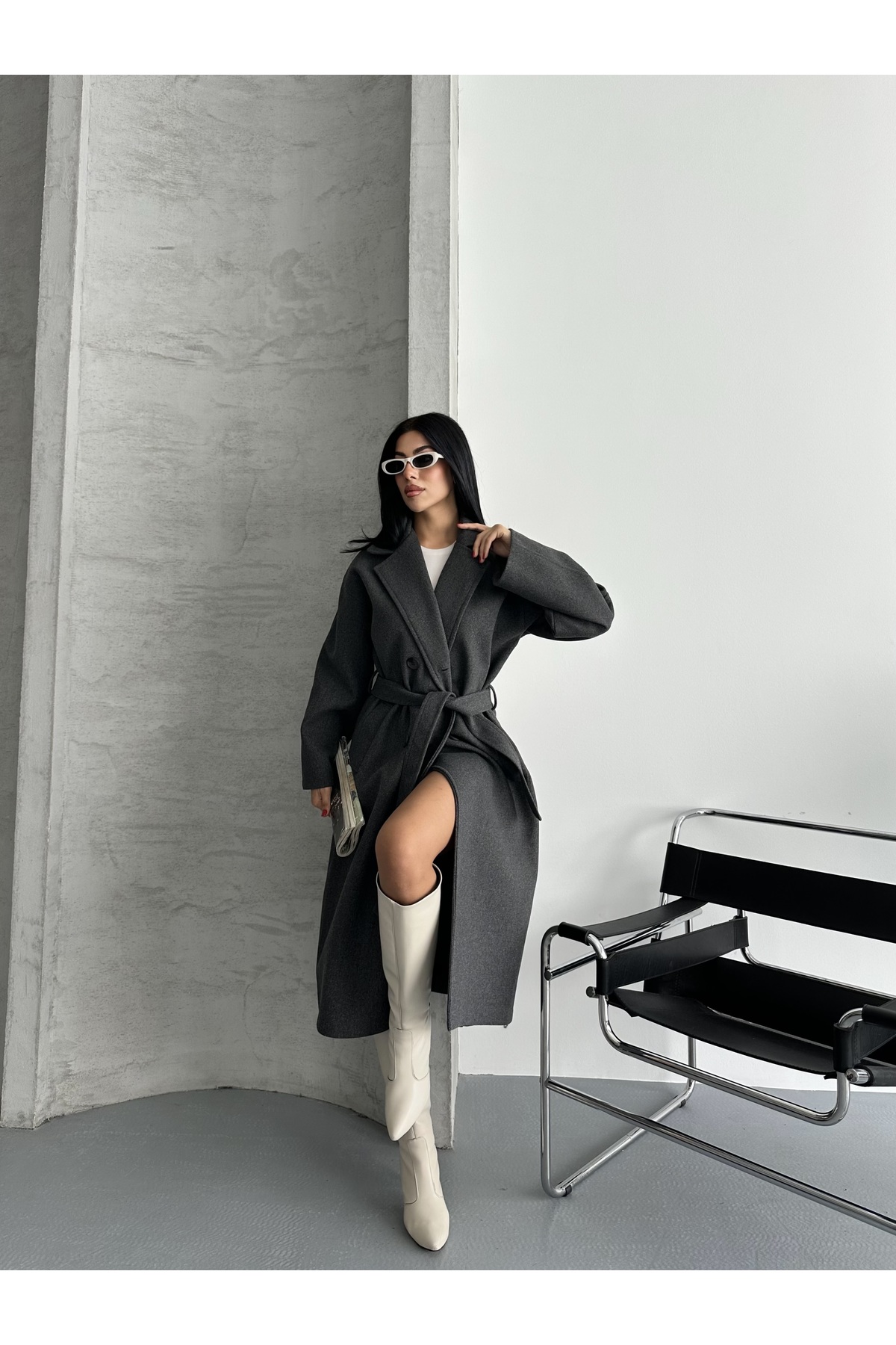 Fashionbox kadın premıum kalite oversize astarlı kaban 25105 görsel 3