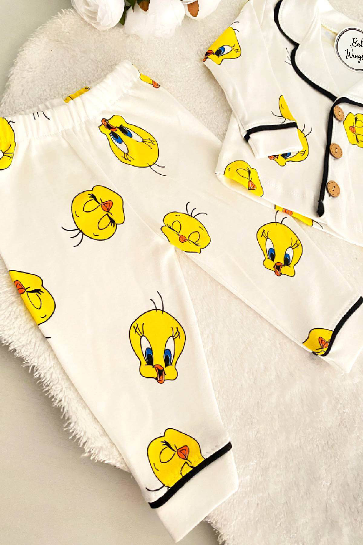 BabyWings Kız Erkek Unisex Lüx Alt-Üst 2 Parça Desenleri Canlı Pamuklu Pijama Takımı fotoğrafı 3 (önizleme)