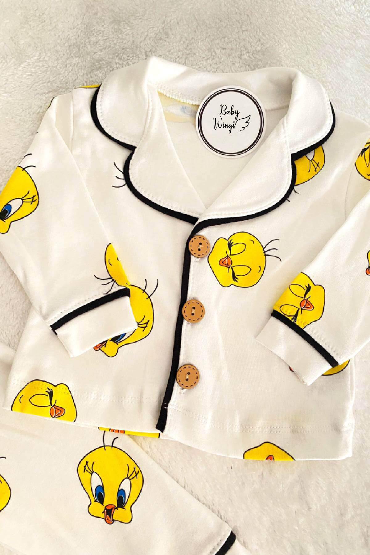 BabyWings Kız Erkek Unisex Lüx Alt-Üst 2 Parça Desenleri Canlı Pamuklu Pijama Takımı fotoğrafı 2 (önizleme)