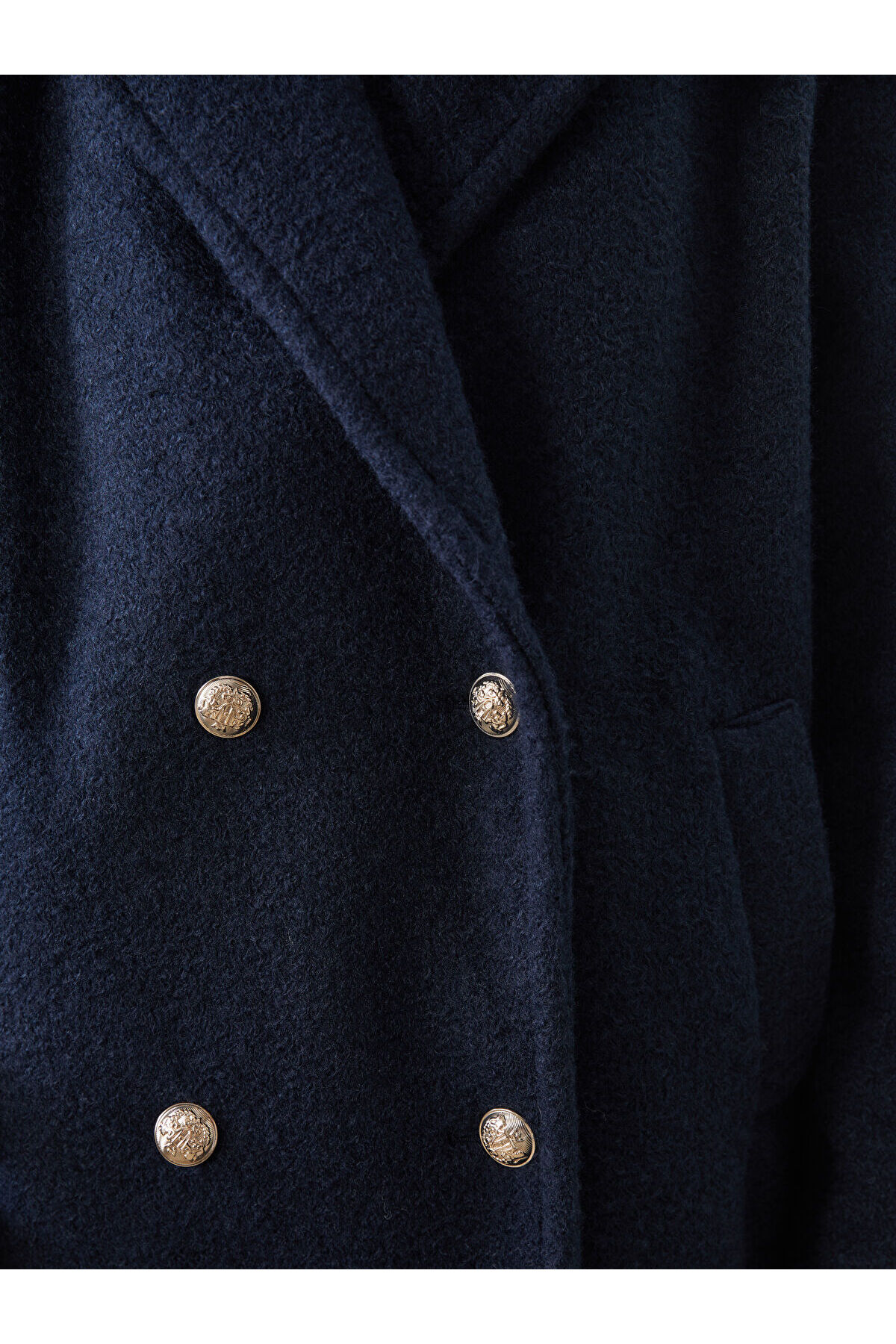 LC Waikiki  LCW Kruvaze Yaka Oversize Kadın Kaşe Kaban (W5) - Görsel 4