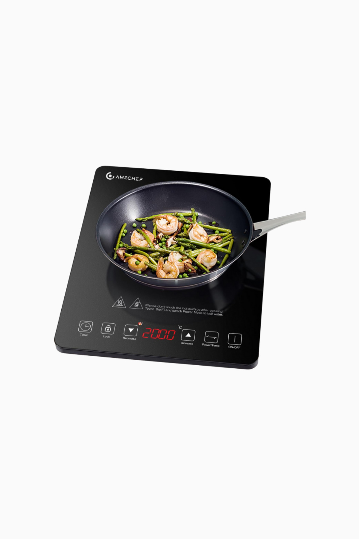 AMZCHEF Tekli İndüksiyon Ocak, 2000W Ultra İnce 20 Kademeli