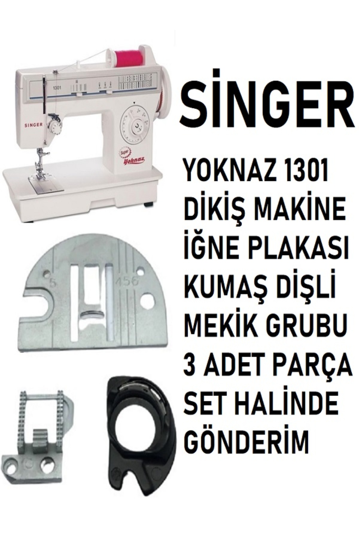 Swart SİNGER 1301 YOKNAZ DİKİŞ MAKİNE MEKİK İĞNE PLAKASI VE KUMAŞ
