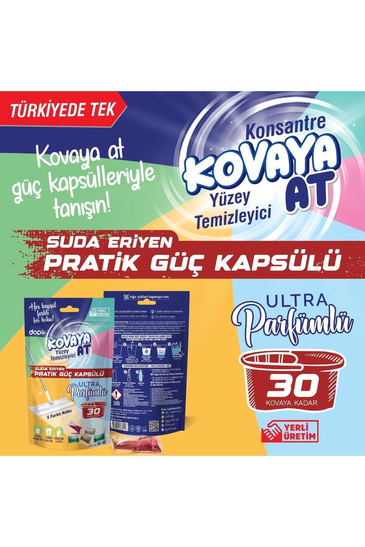 dops KOVAYA AT ,Konsantre Suda Eriyen Parfümlü Yüzey Temizleyici Kapsül ,5 Farklı Kokulu 15 Kapsül