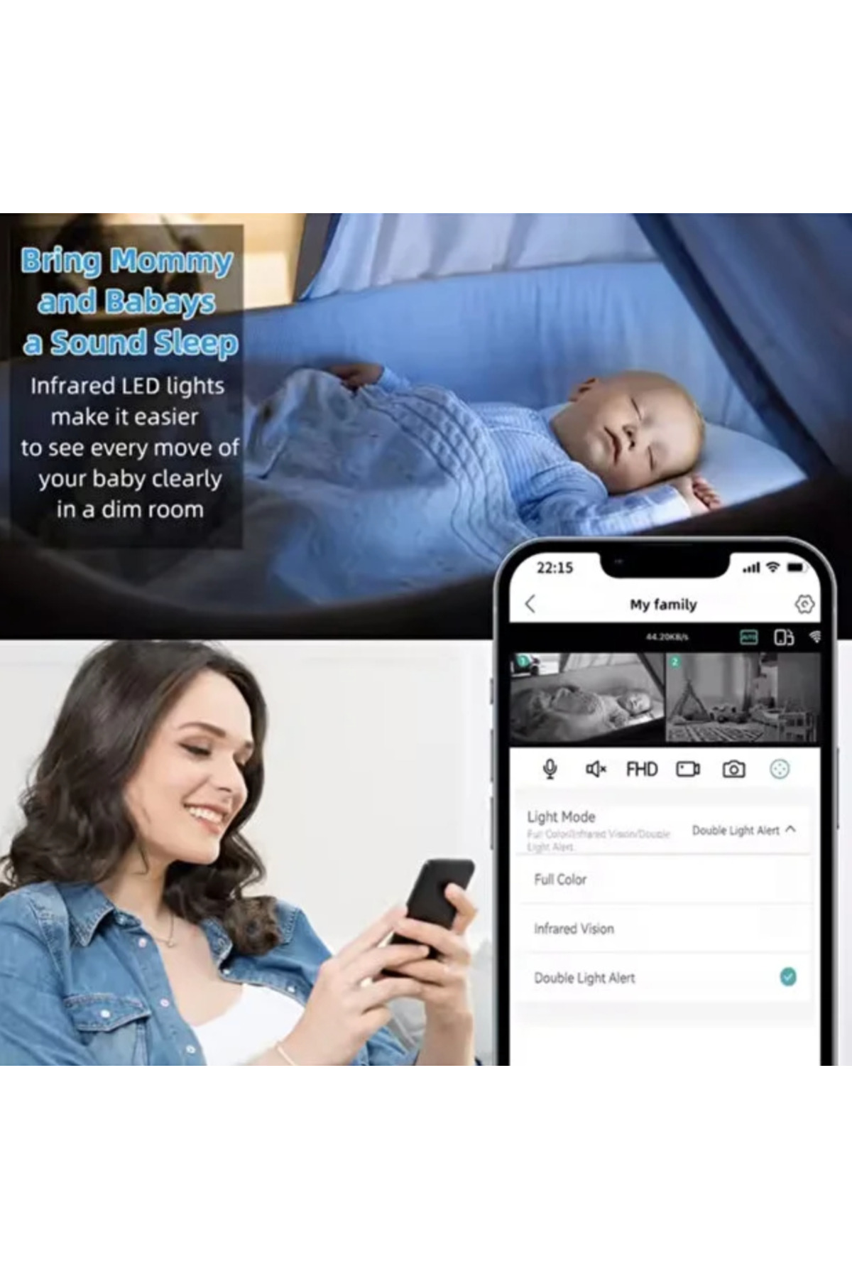 YOYO MART Bebek Kamerası Akıllı Ev Kamerası WIF Kablosuz Güvenlik Kamerası 4MP Bebek Monitörü fotoğrafı 4 (önizleme)