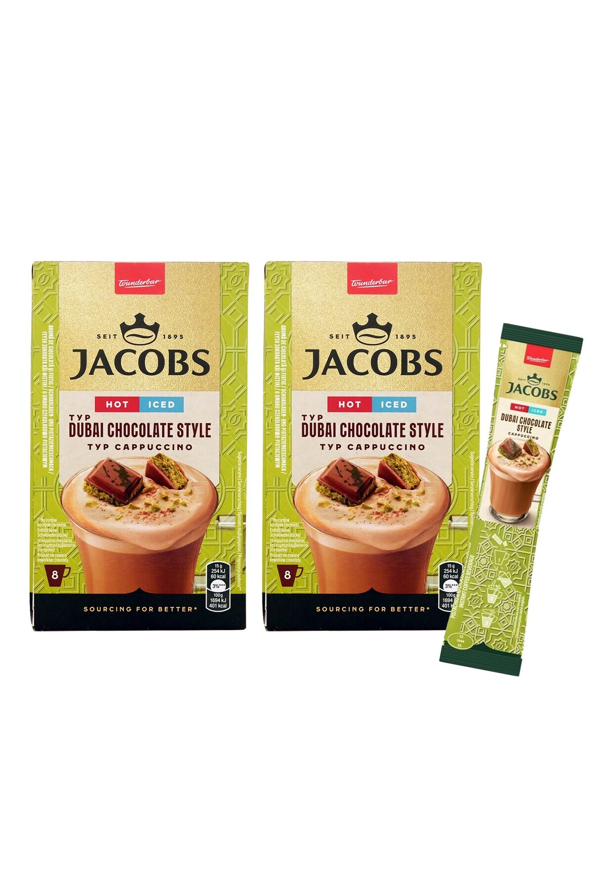 Jacobs Dubai Çikolatalı Cappuccino 19,5 gr 8 li x 2 Kutu (16 Adet)